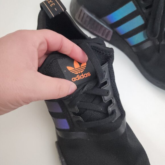 Adidas Ultra Boost Men's Size 10.5 Black and Iridescent Sneaker Shoes - Picture 7 of 13